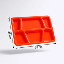 Plastic Multi - Compartment Rectangular Meal Serving Tray / Plate (1 Pc / Red) - justgrabit.in | Just Grab It