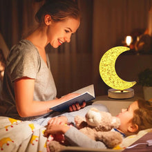 Crystal Table Lamp | Moon Shape Touch Control Lamp with 3 Color | Metal Bedside Lamp for Kids Bedroom Romantic Desktop Nightstand | Stepless Dimming USB Charging Touch Night Light - Justgrabit Inc.
