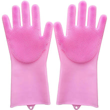 Dishwashing Gloves with Scrubber| Silicone Cleaning Reusable Scrub Gloves for Wash Dish Kitchen| Bathroom| Pet Grooming Wet and Dry Glove (1 Pair, 250 Gm) - Justgrabit Inc.