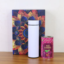 Effete Rose Almonds Gift Hamper, Golden With Bottle (2 Pc Set), Mix Color - justgrabit.in | Just Grab It
