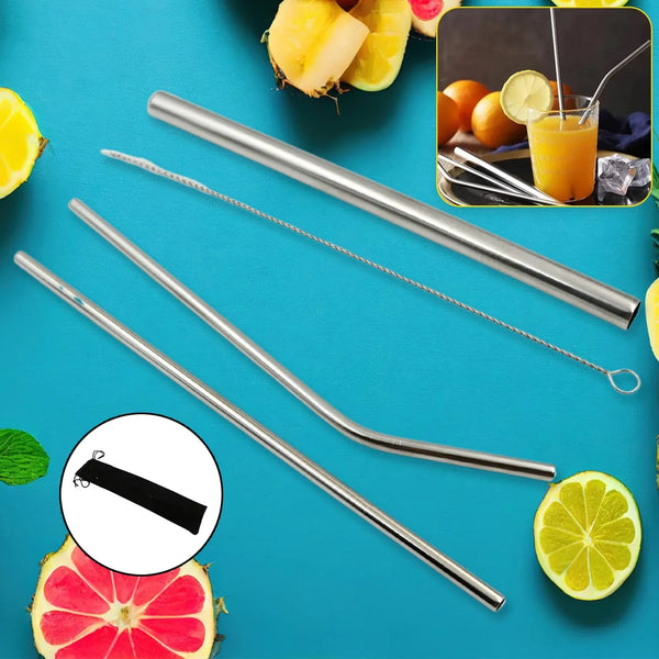 Reusable Stainless Steel Straws with Case for Drinking (4 Pc, Eco - Friendly) - Justgrabit Inc.