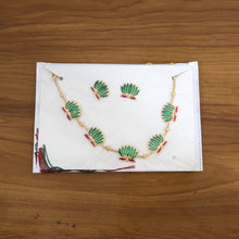 Traditional Green & Lotus Motif Jewellery Set - justgrabit.in | Just Grab It