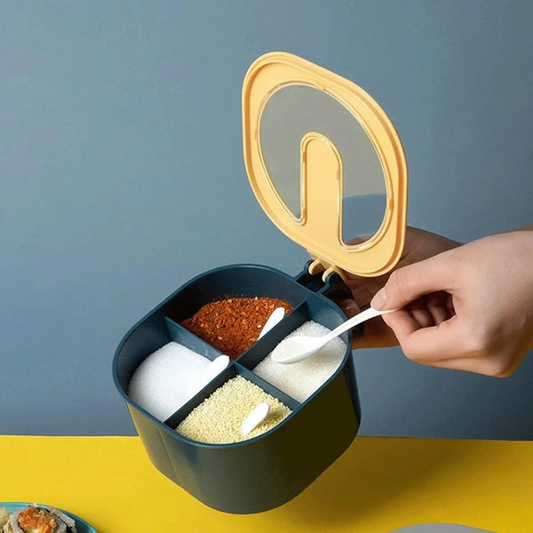 Fancy 4 - Section Masala Box for Kitchen Storage (Spice Container) - Justgrabit Inc.
