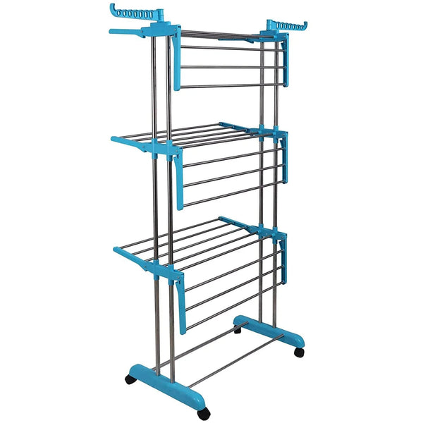 Premium Heavy Duty Stainless Steel 3 Layer Foldable Cloth Drying Stand (1 Set / With Colour Box) - justgrabit.in | Just Grab It