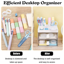 2 Layer 5 Compartment Desk Organizer with Transparent Drawer (1 Pc / 15×13×11 Cm) - justgrabit.in | Just Grab It