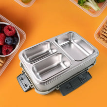 3 - Compartment Stainless Steel Lunch Box (1 Pc) - Justgrabit Inc.