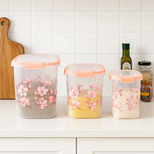 Square 3 Pcs Floral Printed Airtight Storage Container Set (3 Pcs Set) - justgrabit.in | Just Grab It