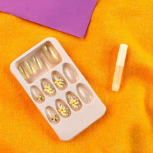 Glitter 3D Floral Press - On Artificial Nail Tips with Nail Glue fake nails (1 Set) - justgrabit.in | Just Grab It