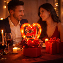 Heart Love Decorative Showpiece with Golden Rose Flower Gift Set (2 Pc) - justgrabit.in | Just Grab It