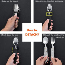 4 - in - 1 Stainless Steel Travel / Camping Folding Multi Swiss Cutlery Set - Justgrabit Inc.