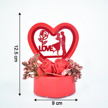 Romantic Heart - Shaped Love Couple Decorative Showpiece with Rose Base (1 Pc) - Justgrabit Inc.