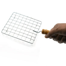 Square Stainless Steel Barbecue Grill with Wooden Handle - Justgrabit Inc.