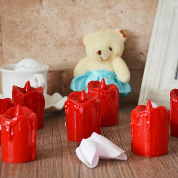 Set of 24 Multicolor Flameless Melted Design Candles for Decoration, Diwali - justgrabit.in | Just Grab It