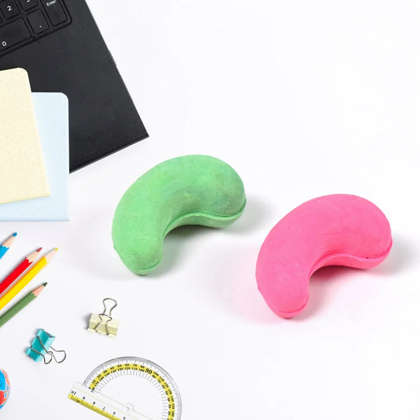 Cashew Nut Eraser Rubber Erasers (1 Pc / Mix Colour & Design) - justgrabit.in | Just Grab It