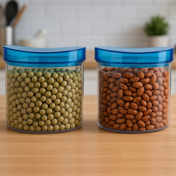 Air Tight & Unbreakable Kitchen Jar Set Food Storage Containers for Dry Fruits, Spices, Snacks, Pulses (2 Pcs Set) - Justgrabit Inc.