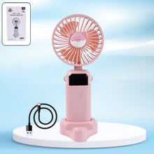 Mini USB Charging Fan with Percentage Display, 5 Speed Modes, and Mobile Stand - justgrabit.in | Just Grab It