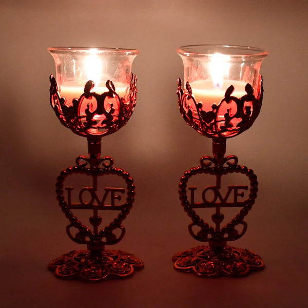 Tea Lights Holder Candle Stand, Diwali (2 Pc Set) - Justgrabit Inc.