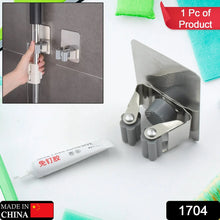 Stainless Steel Mop Broom Holder Organizer, With Glue 6gm Adhesive Wall Mounted Mop Organizer Storage Rack Clip Heavy Duty Broom Hanger for Laundry Room Garden Tool Holder Bathroom Accessories (1 Pc) - Justgrabit Inc.