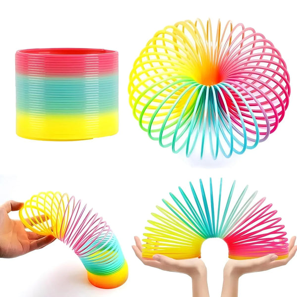 Rainbow Slinky Spring Toy – Compact, Portable Fun Toy for Kids & Adults, Great for Birthdays (1 Pc) - Justgrabit Inc.