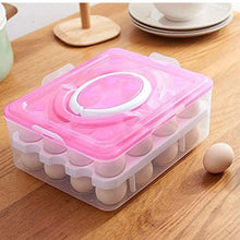 2Layer, 32 Grid Egg Tray with Lid Egg Carrier Holder for Refrigerator, Camping Food Storage Container with Handle (1 Pc ) - Justgrabit Inc.