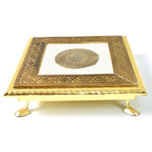 Golden - Square Pooja Chowki Patla / Bajot (20×20 CM / 1 Pc) - justgrabit.in | Just Grab It