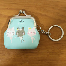 Cute Cartoon Cat Printed Mini Coin Purse Keychain (1 Pc) - justgrabit.in | Just Grab It