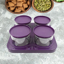 Airtight Plastic 4 Pc Storage Container Set, With Tray Dry Fruit Plastic Storage Container Tray Set With Lid & Serving Tray For Kitchen - Justgrabit Inc.