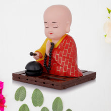 Red Solar Powered Sitting Buddha Statue (1 Pc / Medium) - justgrabit.in | Just Grab It