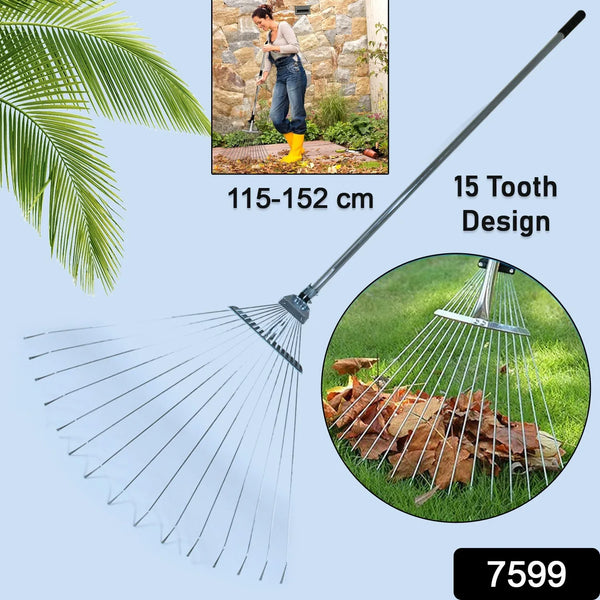 115 - 152 CM Rake for Gardening, Stainless Steel Telescopic Garden Rake for Quick Clean Up of Lawn and Yard, Adjustable Rake Claws Spacing Garden Broom with Long Handle for Clean Leaves (MOQ : - 12 pc) - Justgrabit Inc.