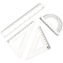 Plastic Geometry Set, Triangle Ruler Protractor Straight Ruler (4 Pcs Set) - Justgrabit Inc.