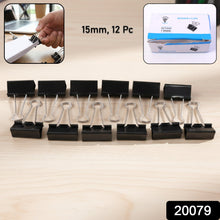 Black Metal Binder Clips (15 MM, 12 Pieces Set) - justgrabit.in | Just Grab It