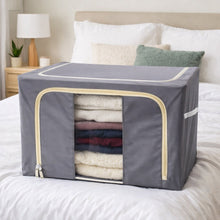 Foldable Steel Frame Clothes Storage Organizer Bag 60x43x32cm (Mix Color) - justgrabit.in | Just Grab It