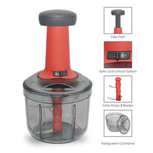 Matte Finish Hand Press Chopper with 3 Blades for Easy Vegetable & Fruit Chopping - justgrabit.in | Just Grab It
