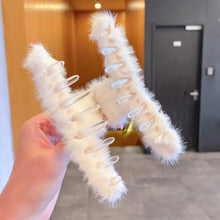 Large Plush Hair Claw Clips, Plastic Fluffy Hair Claw Hair (1 Pc / Mix Color) - justgrabit.in | Just Grab It