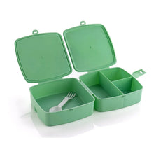Double - Layer Square Lunch Box with Spoon , 4 Compartment Tiffin & Push Lock , Plastic Tiffin Box for Travelling, School Kids & Office Exclusive, Home - Justgrabit Inc.