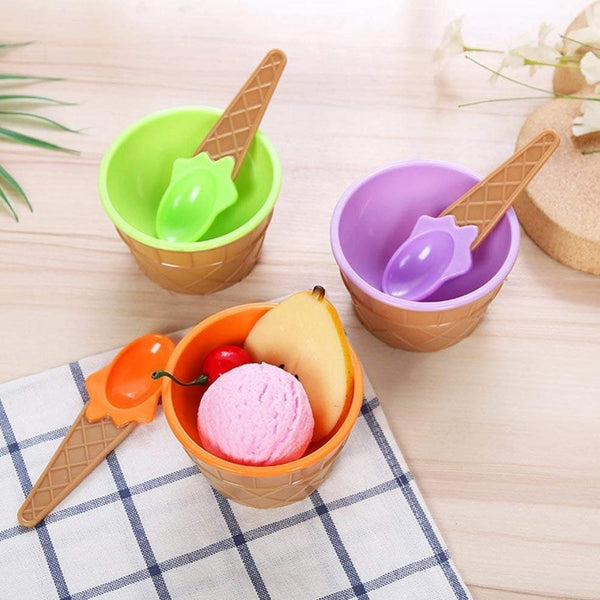 Ice Cream Waffle Bowl Set with Spoon – 2 Units - justgrabit.in | Just Grab It