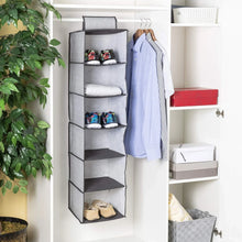 6 Shelf Hanging Closet Organizer, Space Saver, Sweater & Clothing Shelves, Breathable Material Keeps Away Dust & Odors, - justgrabit.in | Just Grab It