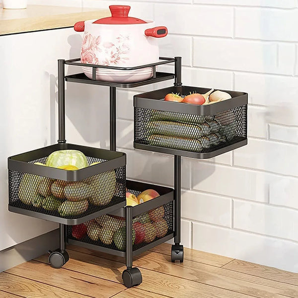 Metal High Quality Kitchen Trolley Kitchen Organizer Items and Kitchen Accessories Items for Kitchen Rack Square Design for Fruits & Vegetable Onion Storage Kitchen Trolley with Wheels (3 Layer) - Justgrabit Inc.