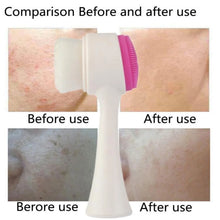 2 in 1 Facial Brush Cleansing | Manual Face Scrubber | Silicone Double - Sided Face Wash Brush for Sensitive, Delicate, Dry Skin (1 Pc) - Justgrabit Inc.