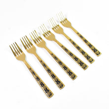 Stainless Steel Premium Fork Traditional Design Tablewar (6 Pcs Set / Golden) - justgrabit.in | Just Grab It