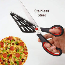 Stainless Steel Pizza Cutter Scissors Plastic Handle with Removable Spatula - justgrabit.in | Just Grab It