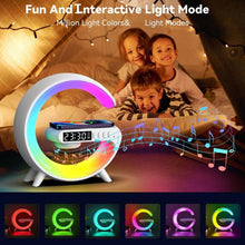 Smart Alarm Clock with G - Shape RGB Light Bluetooth Speaker, Wireless Charging (1 Pc) - justgrabit.in | Just Grab It