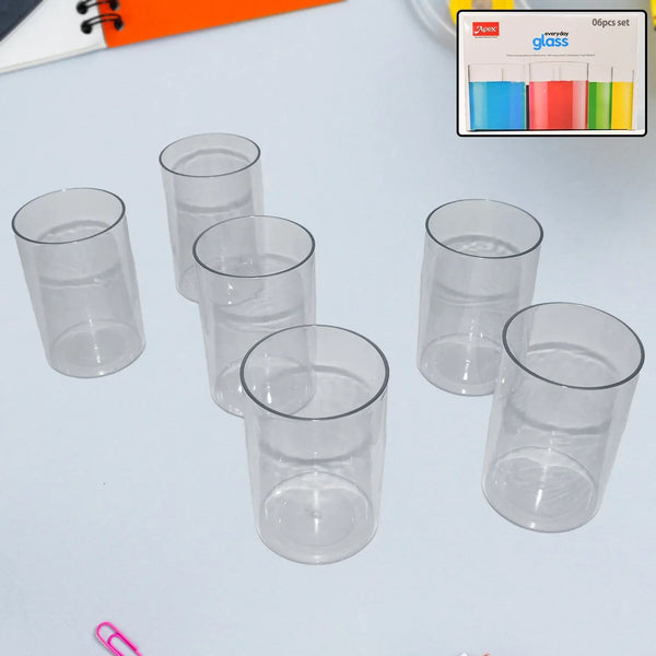 Apex Everyday Plastic Glass Set – 6 Pieces Lightweight & Unbreakable - Justgrabit Inc.