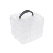 3 - Tier 18 Sections Transparent Stackable Adjustable Compartment Slot Plastic Craft Storage Box - Justgrabit Inc.