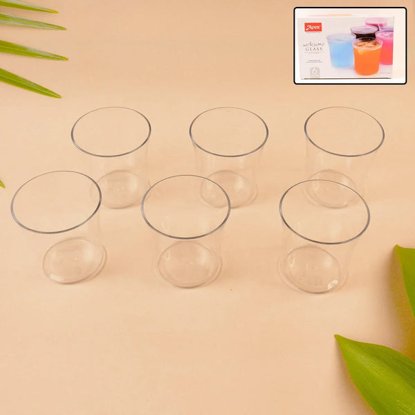 Apex Welcome Plastic Glass Set for Daily Use – Set of 6 - Justgrabit Inc.