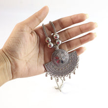 Oxidised Silver - Tone Traditional Long Necklace (1 Pc) - justgrabit.in | Just Grab It