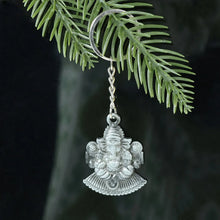 Lord Ganesha Sitting Design Silver Keychain (1 Pc) - justgrabit.in | Just Grab It