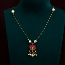 Traditional Lotus Motif Pendant Chain (1 Pc) - justgrabit.in | Just Grab It