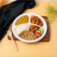 Freshee 10 Inch 3 - Compartment Round Compostable Bagasse Plate (10 Pc) - justgrabit.in | Just Grab It
