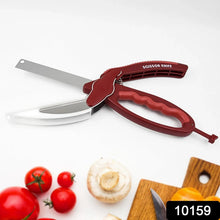 2 in 1 Kitchen Knife Scissor with Spring Locking Hinge and Chopping Board (1 Pc) - justgrabit.in | Just Grab It